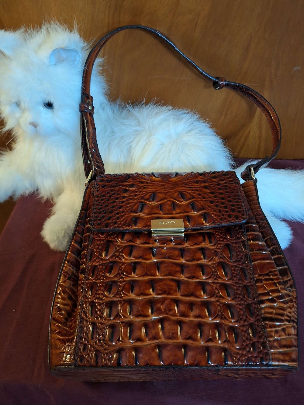 Brahmin Brown Margo Croc-Embossed Shoulder Bag